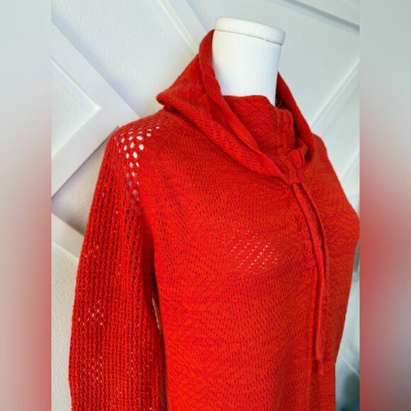 Prana Cedar Lightweight Cowl Neck Sweater In Fiery Red Orange Size Medium - Picture 4 of 12
